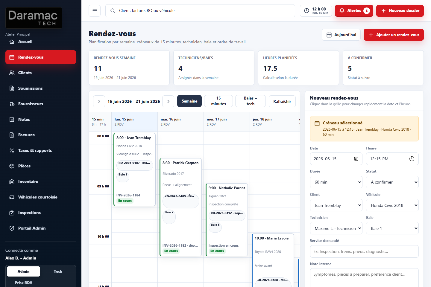Calendrier de rendez-vous MecaOps