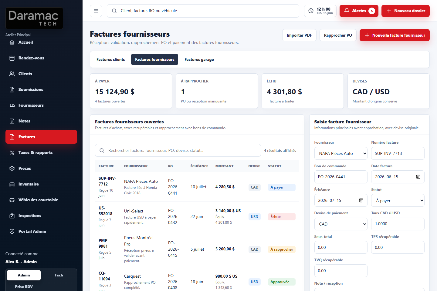 Facturation, taxes et suivi comptable MecaOps